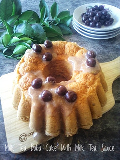 Foto resep Milk Tea Boba Cake With Milk Tea Sauce