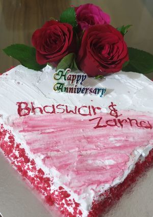 A picture of Red velvet cake with beetroot.