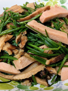 香菇素火腿炒水蓮(素食料理) 的食譜成品照片