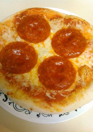 A picture of Pizza Dough & Pepperoni Pizza.