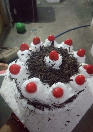 A picture of Black forest cake.