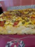Focaccia con Tomate Perita y Aceitunas Verdes