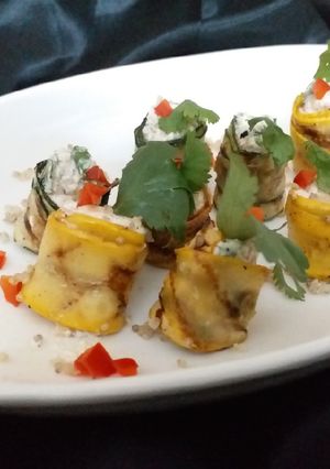 A picture of Grilled Courgette & Quinoa Rolls.