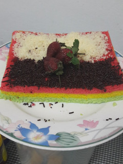 Foto resep Rainbow cake kukus sederhana