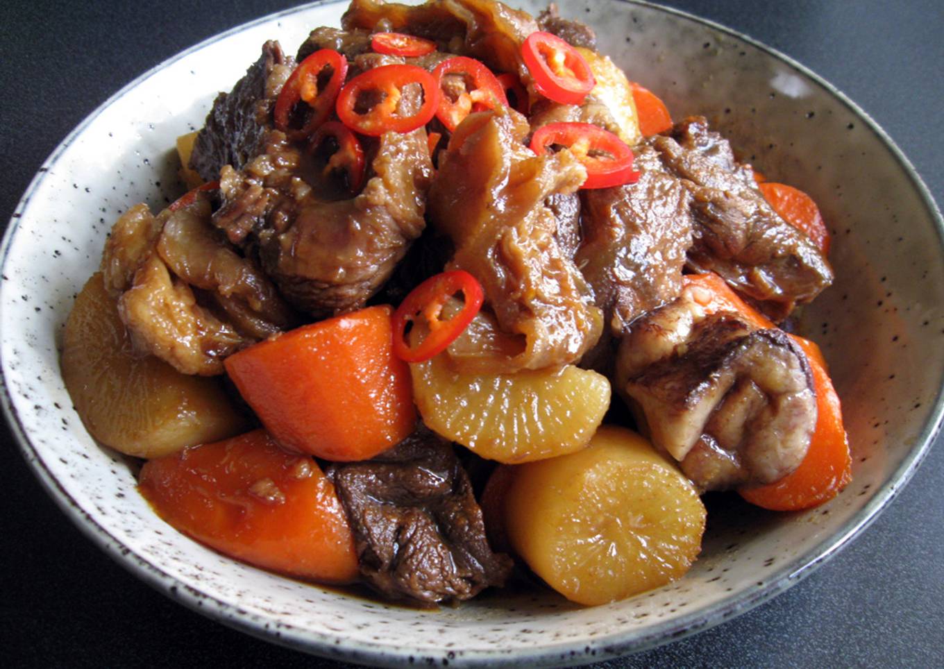 Braised Beef Shank, Daikon & Carrot