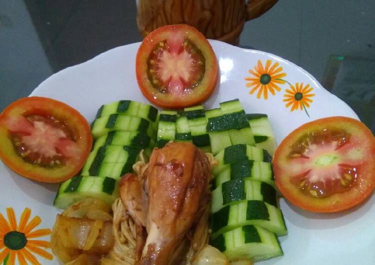 Cara Menghidangkan Ayam panggang teflon#makan siang(diet bersama saya😉#day 6) Anti Ribet!