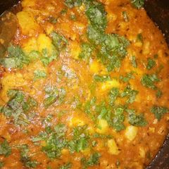 A picture of Tamatar wale aloo ki sabji (tomato flavoured potato curry).