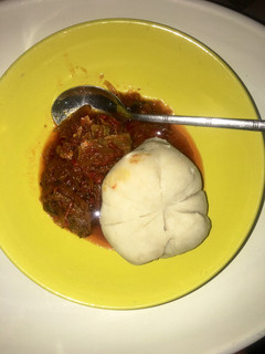 A picture of Pounded yam & stew🍛.