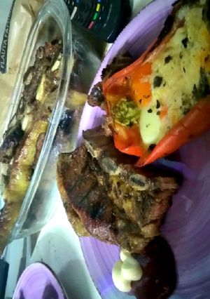 Una foto de Morrón relleno primavera asado o al horno