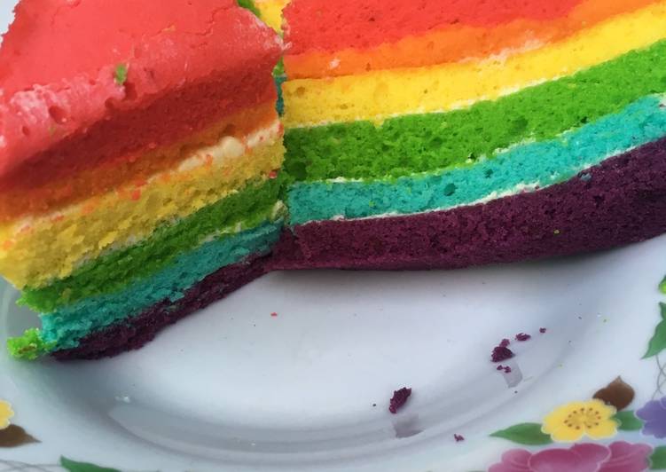 Langkah Mudah untuk Menyiapkan Rainbow cake soft, Bisa Manjain Lidah