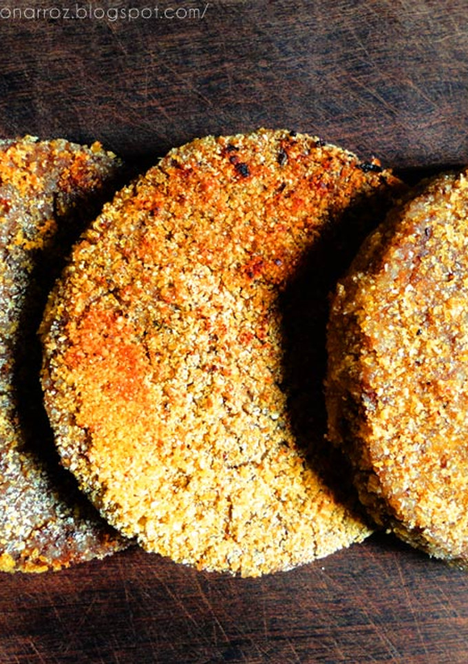 Una foto de Milanesas vegetarianas / veganas de arroz integral y lentejas. (SIN GLUTEN Y SÚPER ECONÓMICAS!)