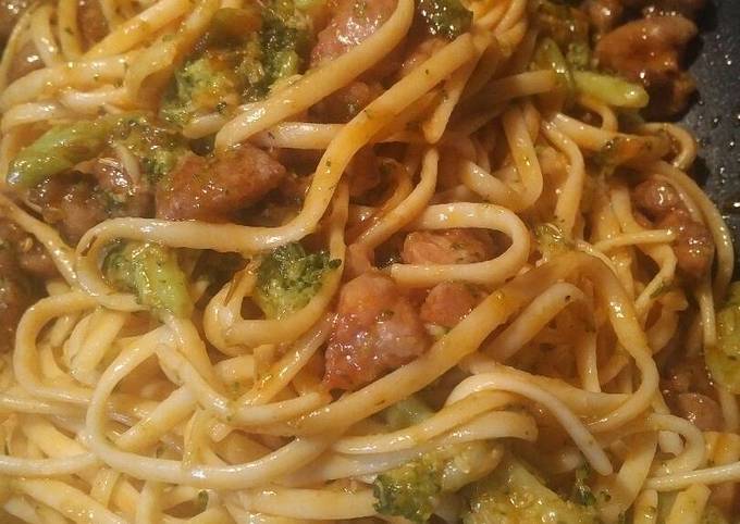 Pork and Linguine Stirfry