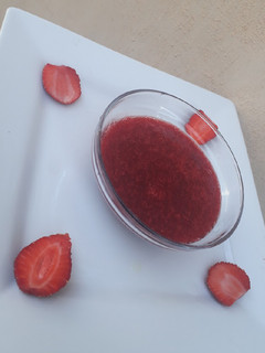A picture of Home made strawberry jam.