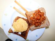 A picture of eggs baked beans