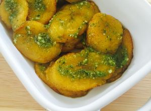 Una foto de Maduritos al Pesto
