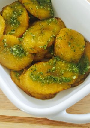 Una foto de Maduritos al Pesto
