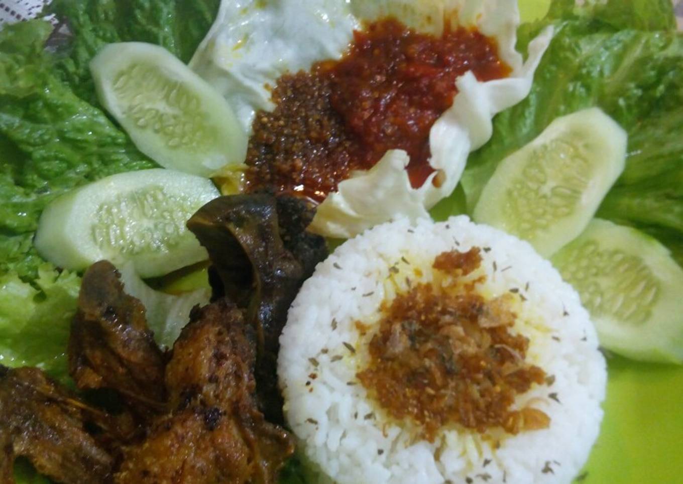 Nasi Bebek Bumbu Kuning Sambal Bajak