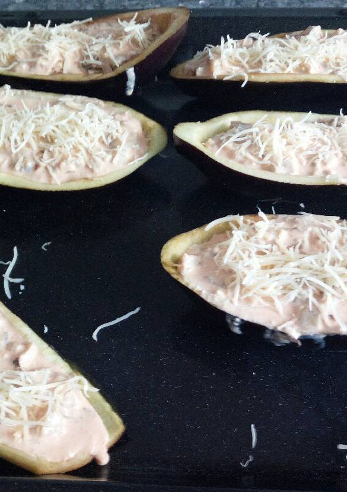 Una foto de Berenjenas rellenas de tres quesos