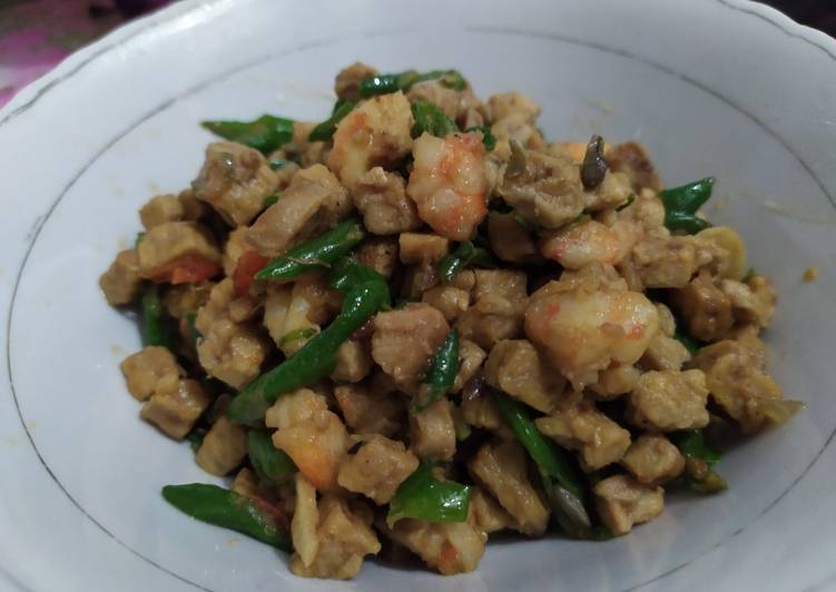 Tumis Udang Campur Tempe Kacang Panjang