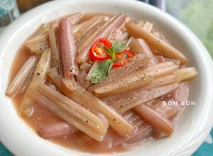 Hình của món Bông Súng Xào Dấm Tỏi Chay.