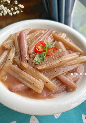 Hình của món Bông Súng Xào Dấm Tỏi Chay.