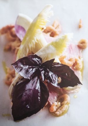 Une photo de Jambon, Crevettes grises et Pleurotes marinés