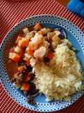 Arroz canario y picadillo de carne de res