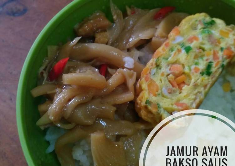 Resep Jamur ayam bakso saus tiram, Lezat