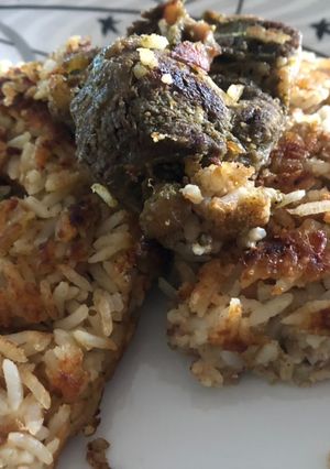 Una foto de Tacu tacu con seco de carne