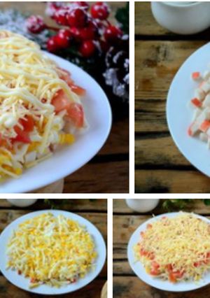 Фото Очень вкусный салатик с крабовыми палочками.