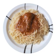 A picture of Spaghetti and Fish Stew.