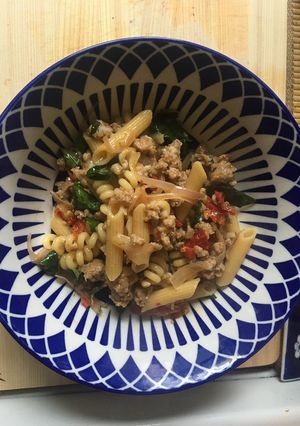 A picture of Pasta with Spicy Sausage, Sun-dried Tomatoes & Basil.