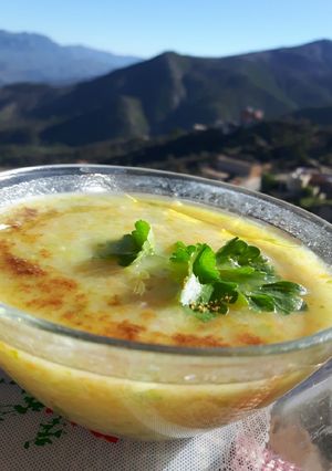 A picture of Vegetable Soup with a Little Rice.