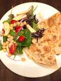Chickpeas Lemon Peppers Salad with Refried Bean Veggies Quesadilla