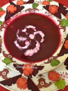 A picture of Tomato,beetroot,carrot soup.