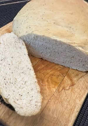 A picture of Freash Bakers Yeast - Poppy Bread Loaf. Quick and simple and amazing - why buy :P ENJOY :P.