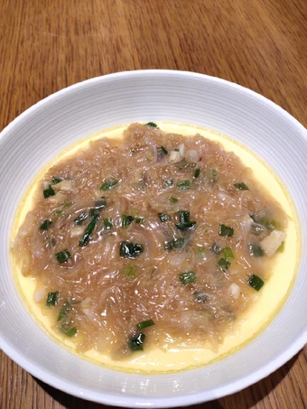 Easy Steps Make Recipes Steamed Egg with Fried Scallop the  Makes Drooling Appealing.