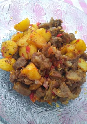 Foto resep Balado kentang & daging kambing