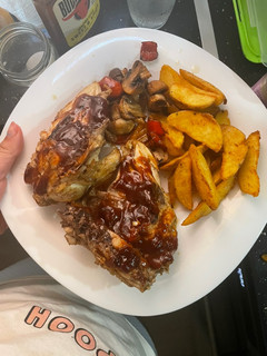 Una foto de Pollo con verduritas en freidora de aire