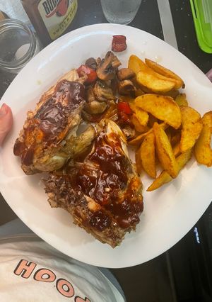 Una foto de Pollo con verduritas en freidora de aire