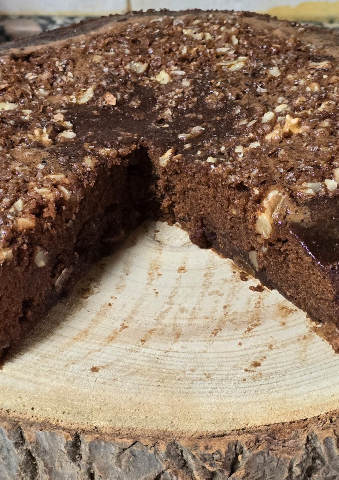 Una foto de Brownie en el microondas