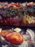 Matambre arrollado al horno al vino tinto