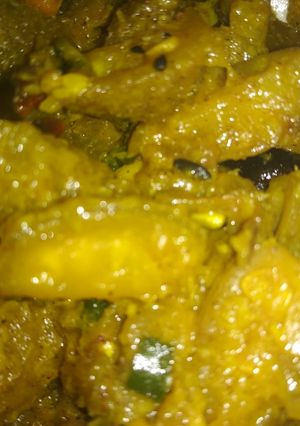 A picture of Teasle gourd mustard sauce stir fry.