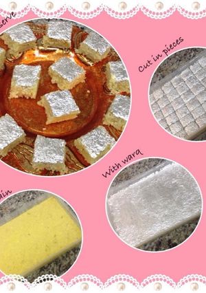 A picture of Kesariya Nariyal KI Burfi { Coconut Burfi }.