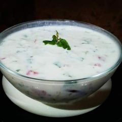 A picture of Smoked Eggplant Raita🍆💜.