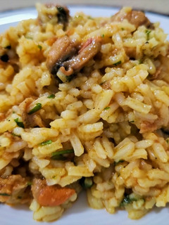 Una foto de Arroz con zamburiñas en salsa de vieira