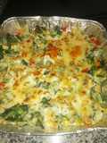 Gratinado de espinacas y salteado de vegetales