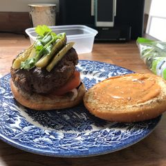 A picture of BEEF BURGER!!! For meat lovers!.
