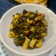Methi Aloo sabzi (Fenugreek leaves and potato vegetable) A picture of Methi Aloo sabzi (Fenugreek leaves and potato vegetable).
