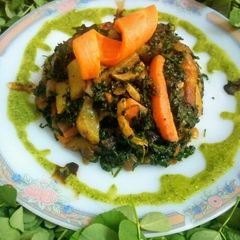 A picture of Fenugreek met carrot &potatoes.